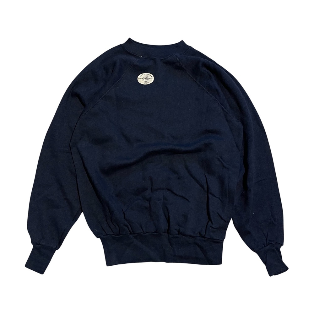 Vintage Blank Navy Blue Raglan‎ Sweatshirt Made in USA Cotton Creslan Medium NWT